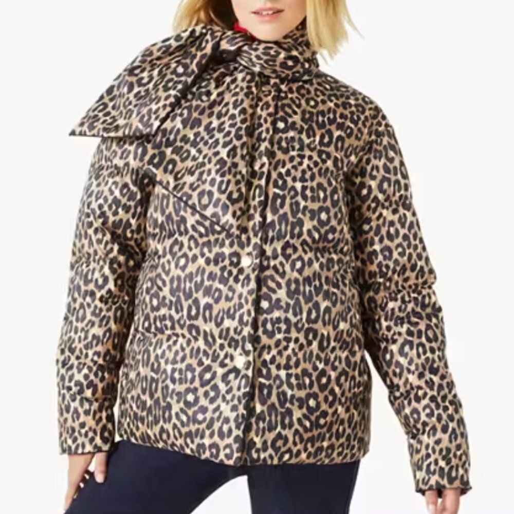 NWT Kate Spade Leopard Central Reversible down Parka Size Small
